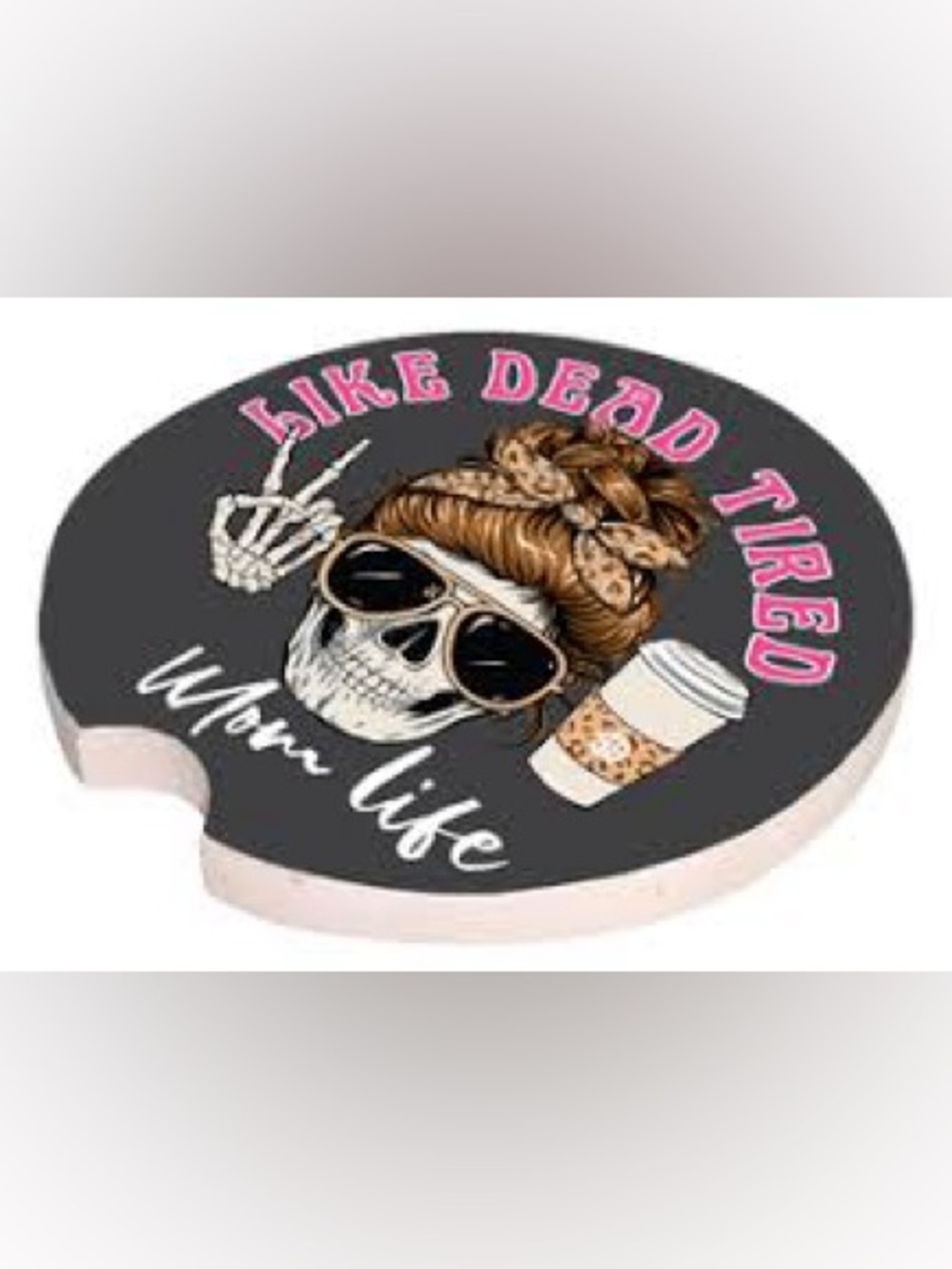 Simply Southern Skull with Sunglasses ‘Mom Life’ Car Coasters (2-pack)